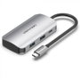 Vention TNBHB Hub USB-C con 4 Puertos USB 3.0 y Carga Rápida PD 100W